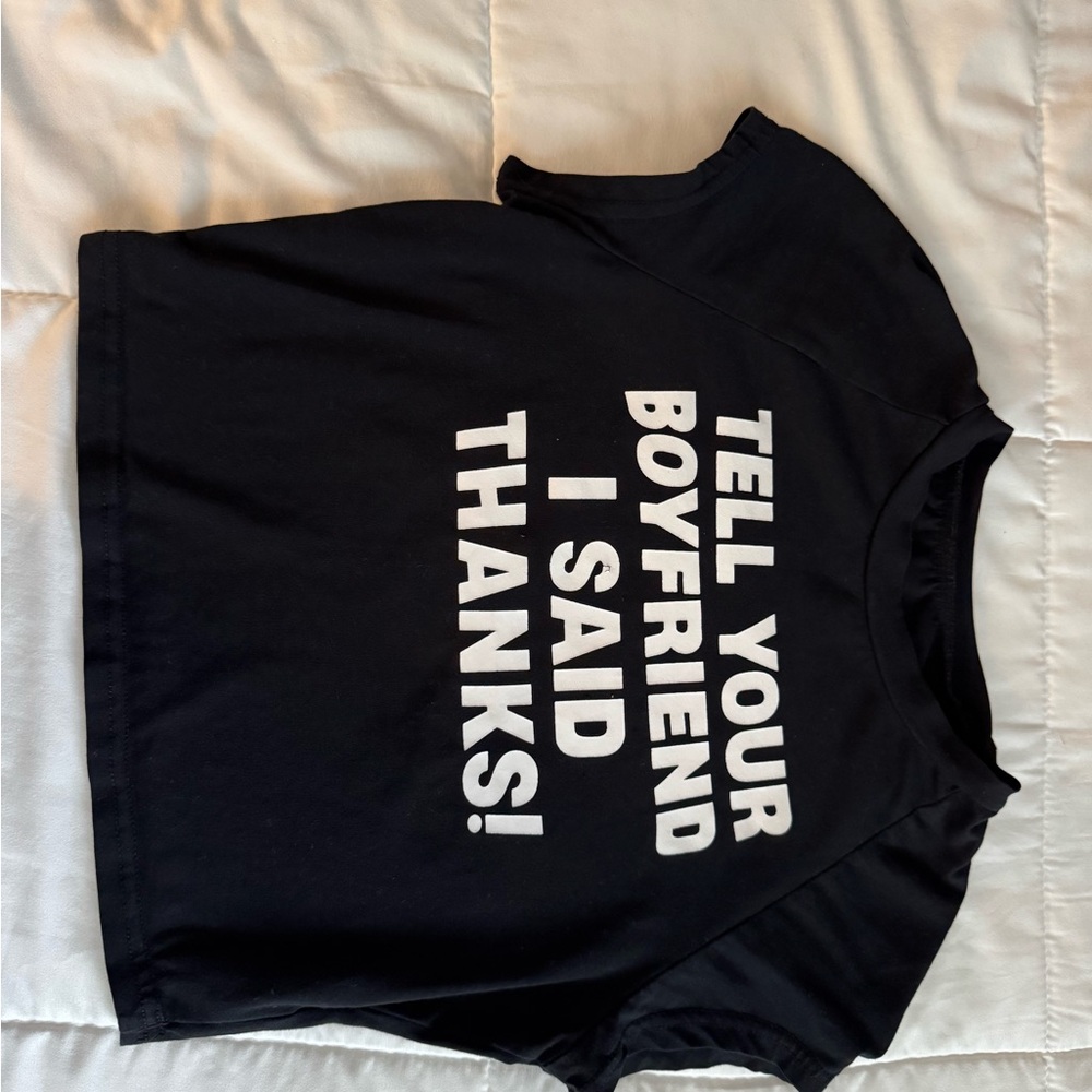 Black Graphic Crop Top